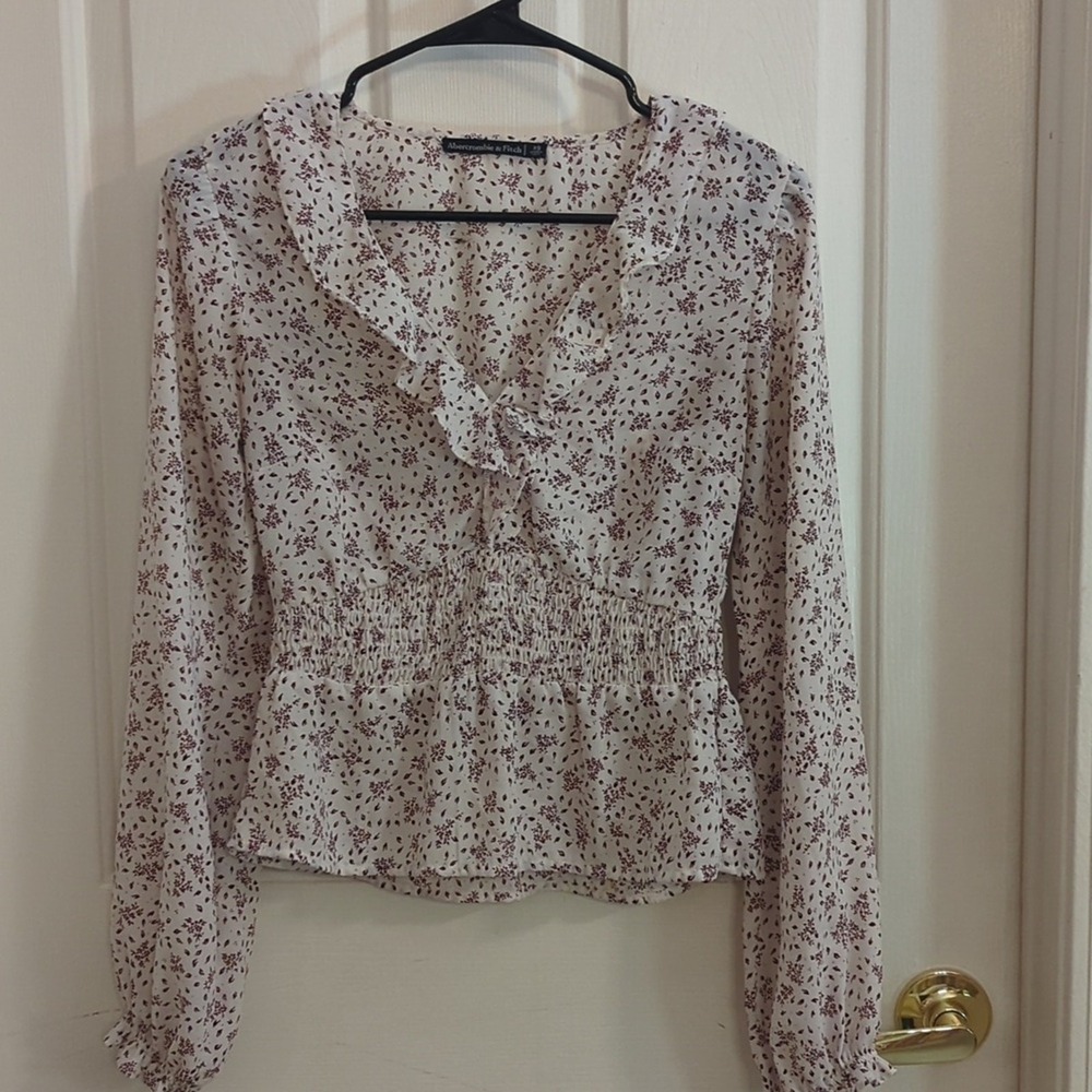 Abercrombie & Fitch White and Red Patterned Top